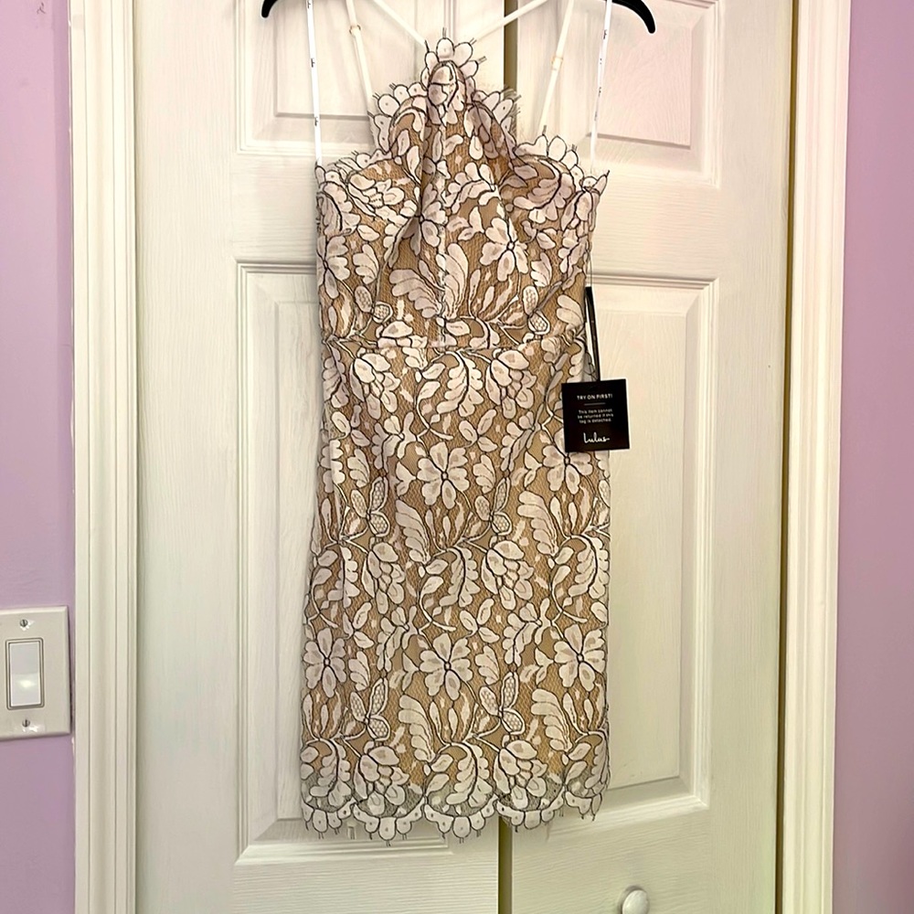 Delicate Darling Beige and Ivory Lace Bodycon Dress